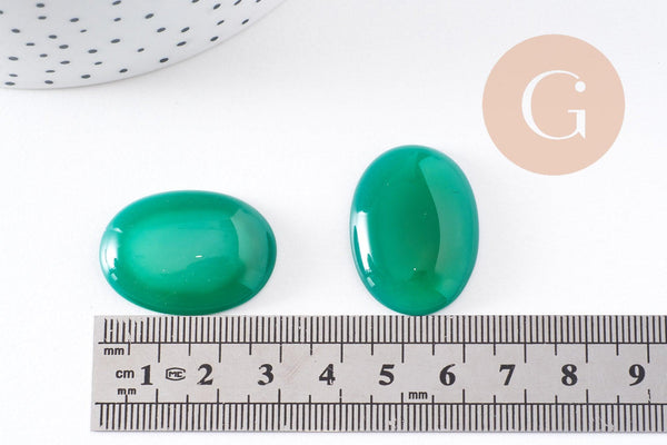Cabochon agate naturelle vert émeraude 30x22mm, x1 (G10211)