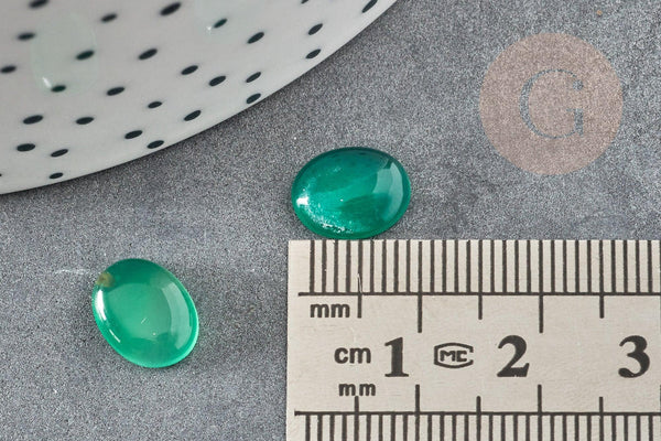 Cabochon agate naturelle verte 10x8mm, x1 (G1831)