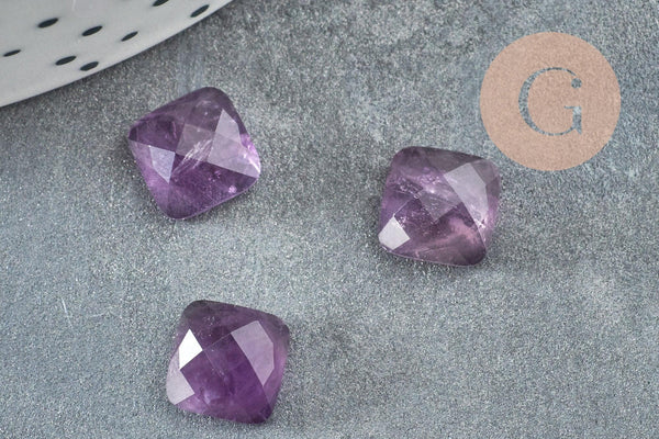 Cabochon carré améthyste naturelle 8x8mm, x1 (G8654)