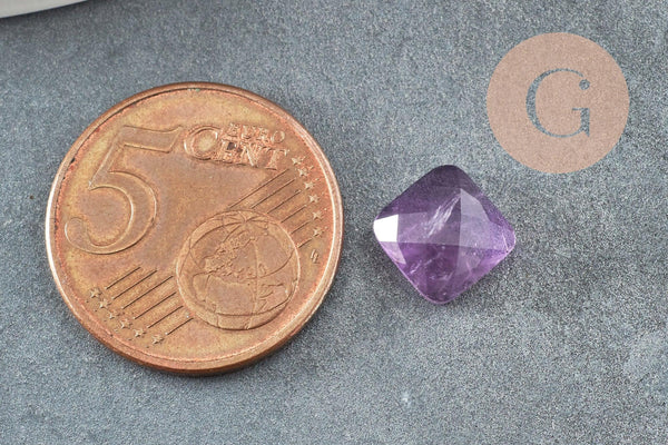 Cabochon carré améthyste naturelle 8x8mm, x1 (G8654)