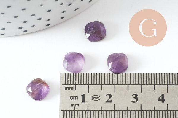 Cabochon carré améthyste naturelle 8x8mm, x1 (G9699)