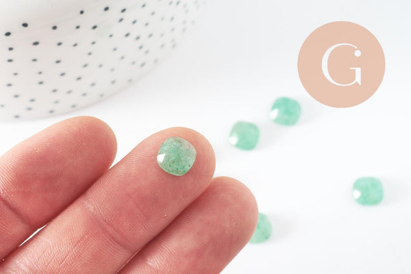 Cabochon carré aventurine naturelle 8x8mm, x1 (G9702)