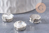 Cabochon carré cristal métal platine à coudre12mm, x5 (G0456)