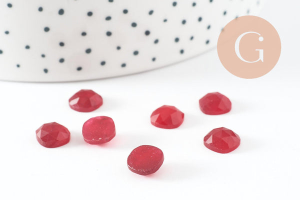 Cabochon carré jade naturel teinté rouge 8x8mm, x1 (G9687)