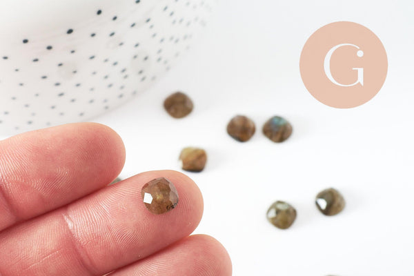 Cabochon carré labradorite naturelle 8x8mm, x1 (G9698)