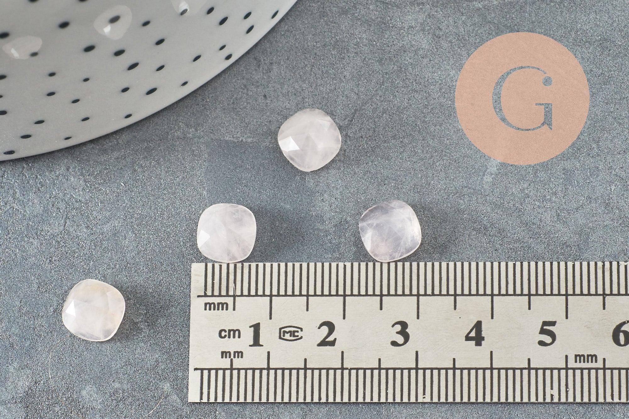 Cabochon carré quartz rose naturel 8x8mm, x1 (G9682)