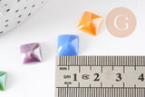 Cabochon carré verre irisé 10mm, x10 (G0129)