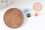 Cabochon carré verre irisé multicolore 4mm x20 (0.7g) (G1558)