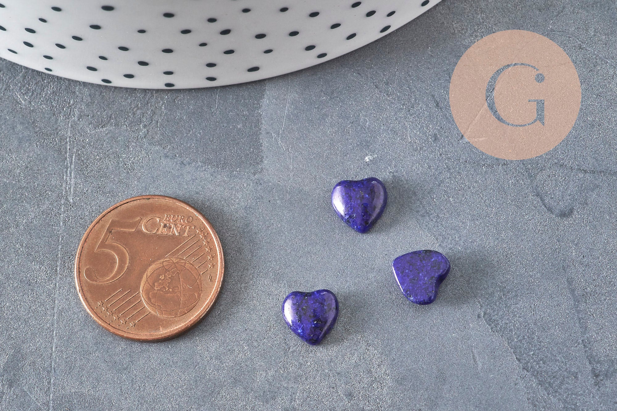 Natural lapis lazuli heart cabochon 8x8mm, x1 (G11273)