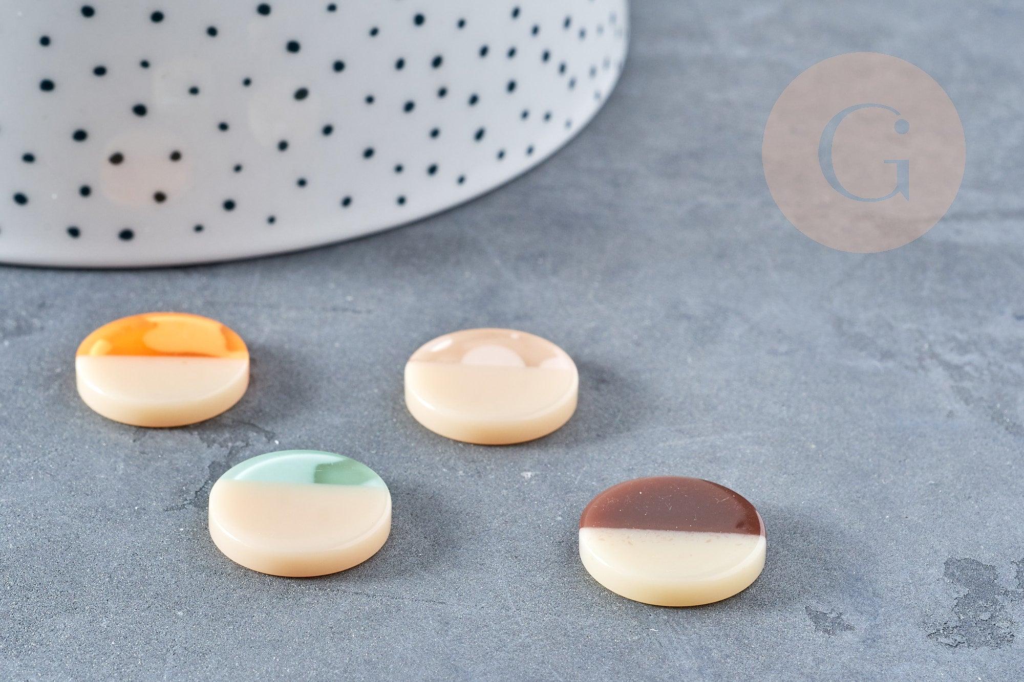 Cabochon disque acrylique bicolore 19mm, x1 (G8679)