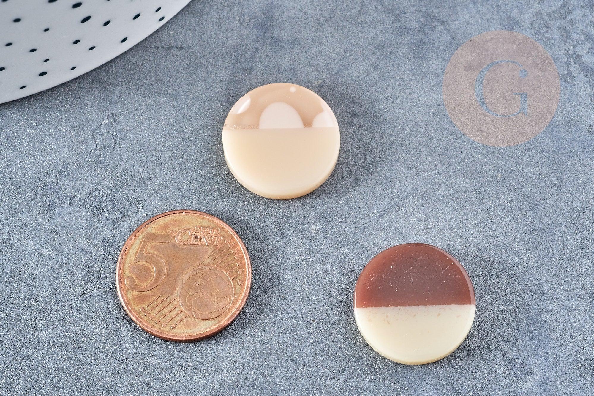 Cabochon disque acrylique bicolore 19mm, x1 (G8679)