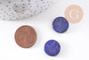 Cabochon disque rond bleu lapis lazulis naturel 15mm, x1 (G10214)