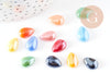 Cabochon dôme goutte verre irisé 12mmx8mm, x10 (4.6g) (G0119)