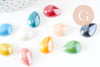 Cabochon dôme goutte verre irisé 13mmx18mm, x10 (13g) (G2075)