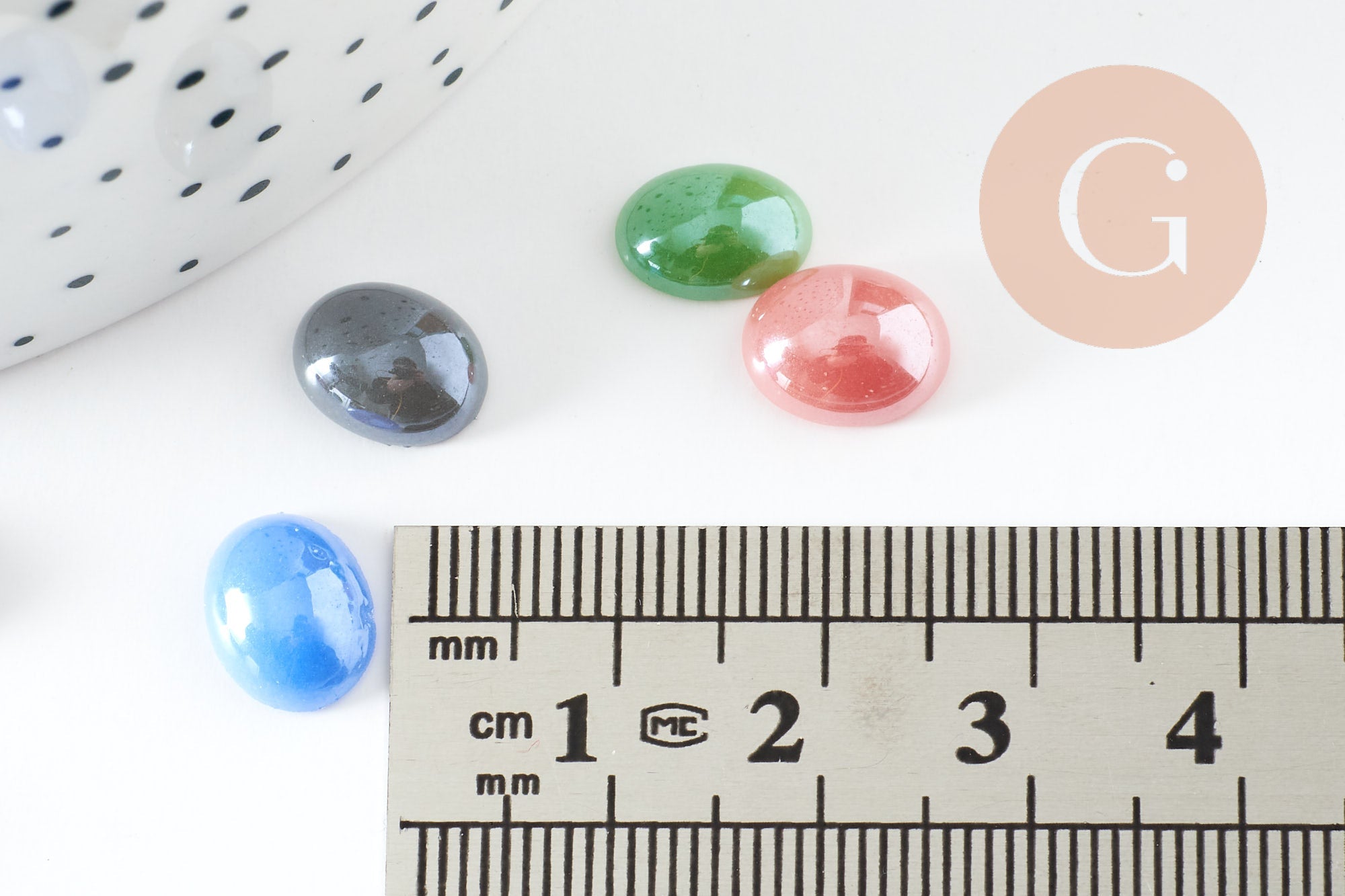 Cabochon dôme ovale verre irisé 10mmx8mm, x20 (G0118)