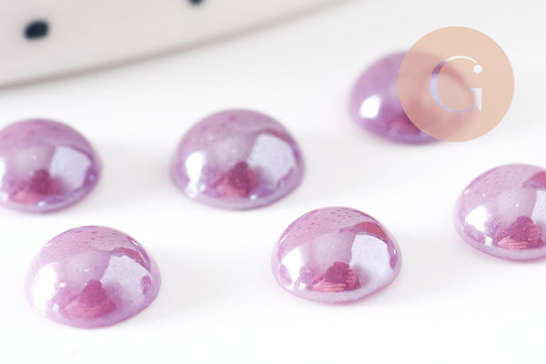 Cabochon dôme rond verre irisé 9mm, x20 (3 GR) (G1550)