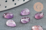 Cabochon goutte amethyste naturelle 8x6mm, x1 (G2271)