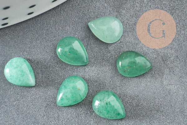 Cabochon goutte aventurine verte naturelle 8x6mm, x1 (G2273)