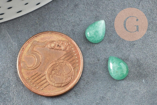 Cabochon goutte aventurine verte naturelle 8x6mm, x1 (G2273)