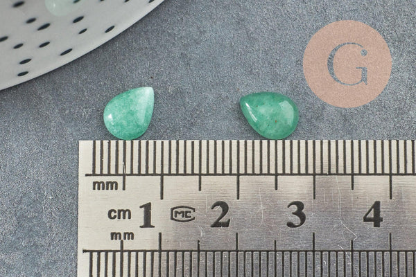 Cabochon goutte aventurine verte naturelle 8x6mm, x1 (G2273)