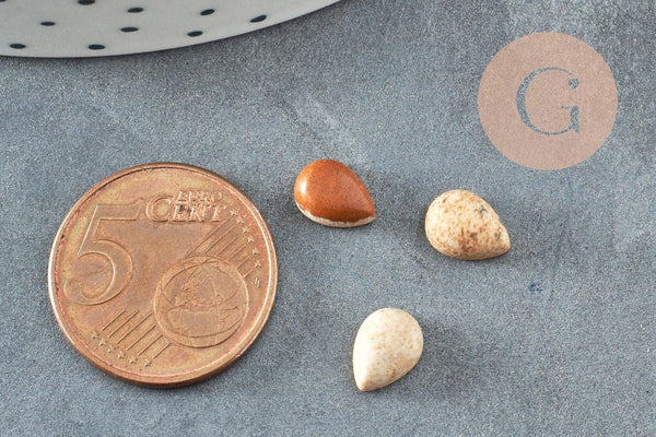 Cabochon goutte jaspe paysage naturel 8x6mm, x1 (G2260)