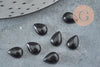 Cabochon goutte obsidienne noire naturelle 6x8mm, x1 (G2272)
