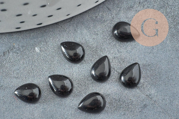 Cabochon goutte obsidienne noire naturelle 6x8mm, x1 (G2272)