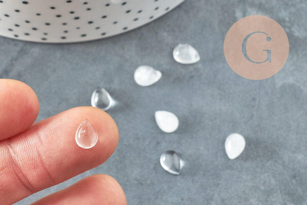 Cabochon goutte quartz naturel 8x6mm, x1 (G2268)