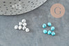 Cabochon howlite blanche turquoise de synthèse 4.5x4mm, x10 (G1727)