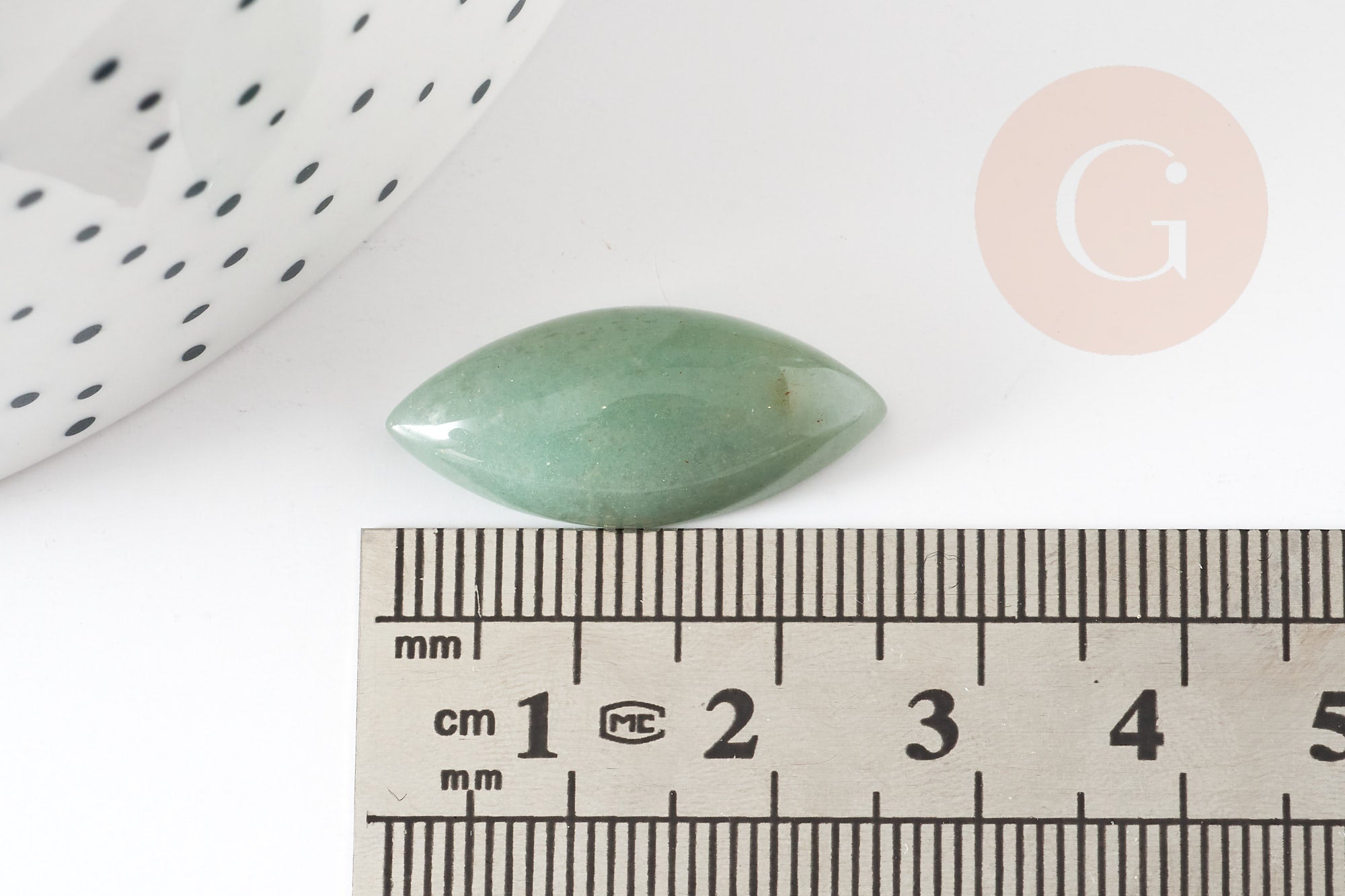 Cabochon marquise aventurine verte naturelle 25x11mm, x1 (G3177)