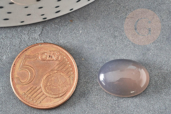 Cabochon ovale agate grise naturelle 11x16mm, x1 (G2293)