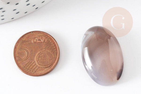Cabochon ovale agate grise naturelle 28mm, x1 (G2226)