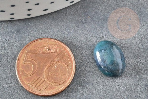 Cabochon ovale agate mousse naturelle 10x14mm, x1 (G2242)