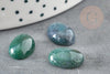 Cabochon ovale agate mousse naturelle 10x14mm, x1 (G2242)