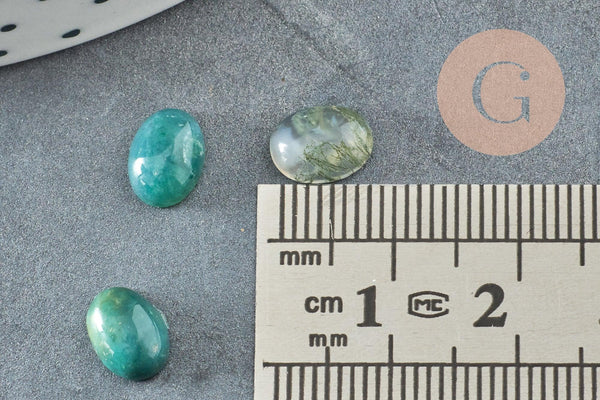 Cabochon ovale agate mousse naturelle 8x6mm, x1 (G0413)