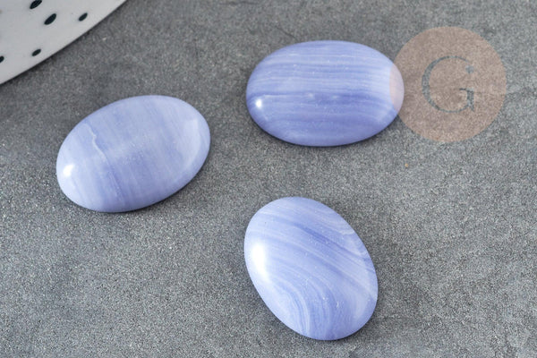 Cabochon ovale agate naturelle bleu clair 18x13mm, x1 (G1922)