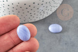 Cabochon ovale agate naturelle bleu clair 18x13mm, x1 (G1922)