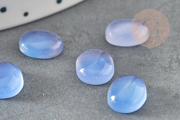 Cabochon ovale agate naturelle bleue 10x8mm, x1 (G1669)