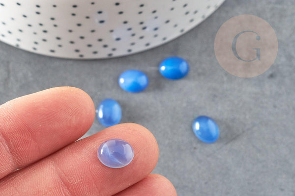 Cabochon ovale agate naturelle bleue 10x8mm,x1 (G1924)