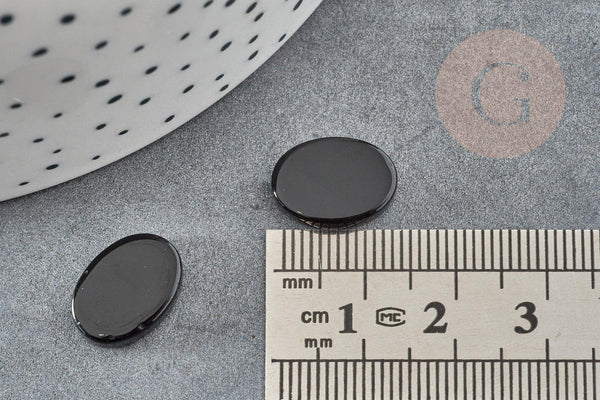 Cabochon ovale agate naturelle noire 10x14mm, x1 (G2026)