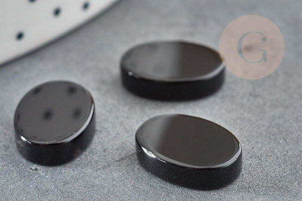 Cabochon ovale agate naturelle noire 10x14mm, x1 (G2026)