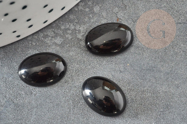 Cabochon ovale agate naturelle noire 14x10mm, x1 (G0570)