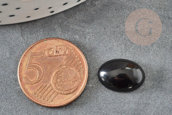 Cabochon ovale agate naturelle noire 14x10mm, x1 (G0570)