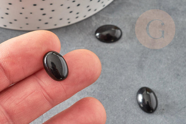 Cabochon ovale agate naturelle noire 14x10mm, x1 (G0570)