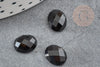 Cabochon ovale agate naturelle noire facetté 10x8mm, x1 (G2277)