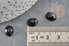 Cabochon ovale agate naturelle noire facetté 10x8mm, x1 (G2277)