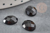 Cabochon ovale agate naturelle noire facetté 10x8mm, x1 (G2277)