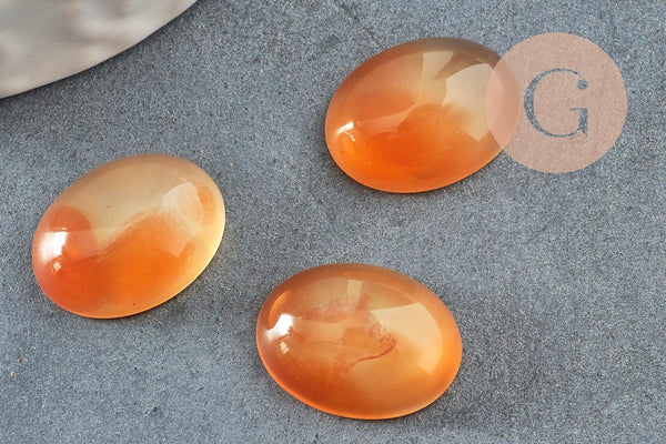 Cabochon ovale agate naturelle orange 16x12mm, x1 (G9960)
