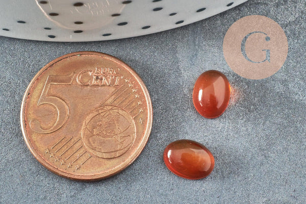 Cabochon ovale agate naturelle orange 8x6mm, x1 (G6749)