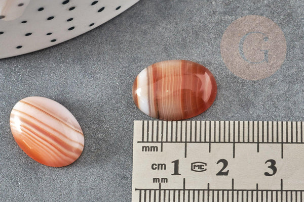 Cabochon ovale agate naturelle orange rayée 18x13mm, x1 (G5062)